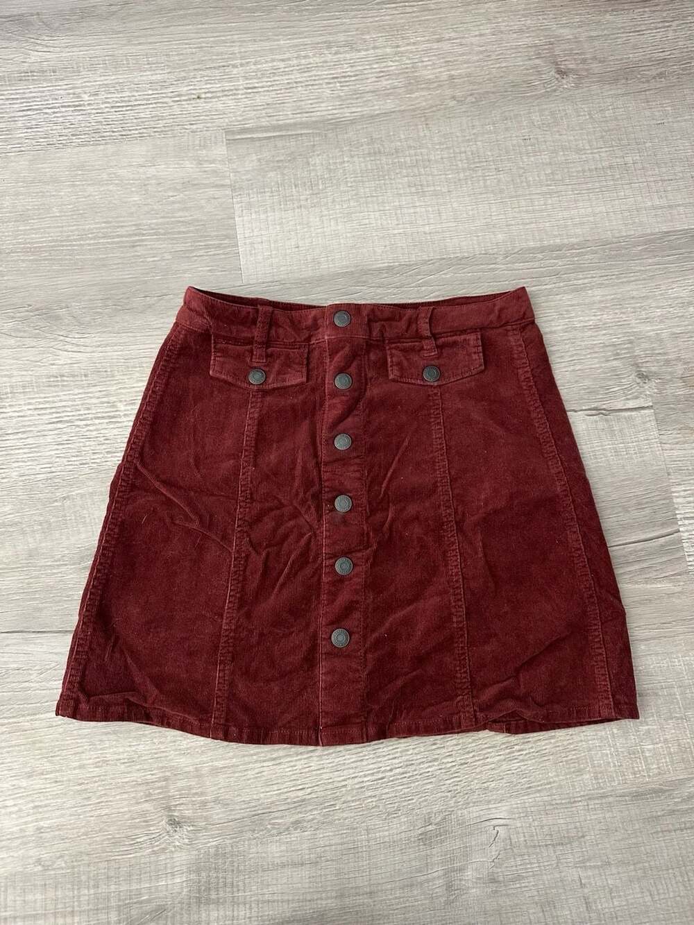 Mossimo Supply Co. Burgundy Corduroy Button-Front Mini Skirt Size 6